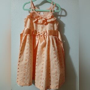 Bonnie Jean Orange Gingham Dress with Bow
